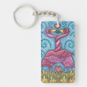 KISSING PINK FLAMINGOS SLEUTELHANGER aanpassen