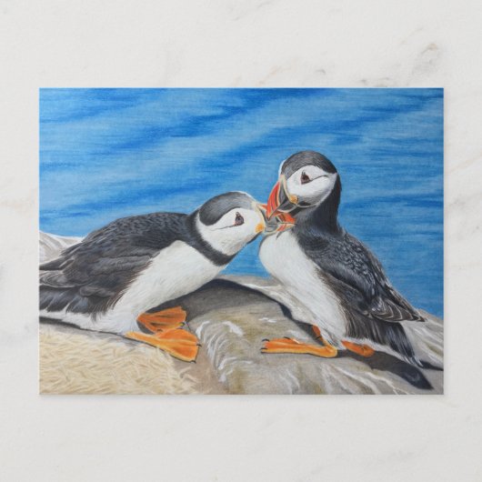 Kissing Puffins Briefkaart (Voorkant)