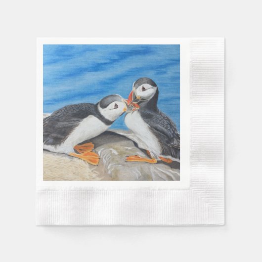 Kissing Puffins Servet (Voorkant)