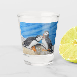 Kissing Puffins Shot Glas