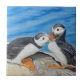 Kissing Puffins Tegeltje (Voorkant)