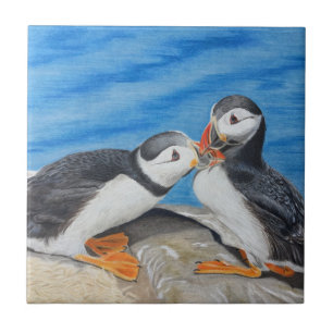 Kissing Puffins Tegeltje