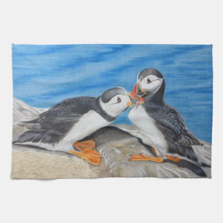 Kissing Puffins Theedoek