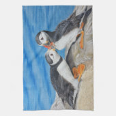 Kissing Puffins Theedoek (Verticaal)