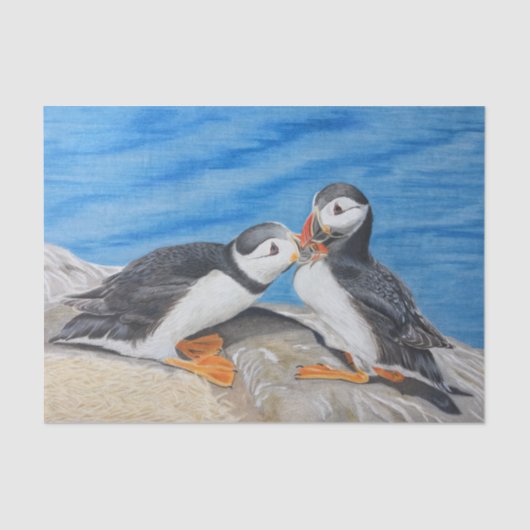 Kissing Puffins Tissuepapier (Voorkant)