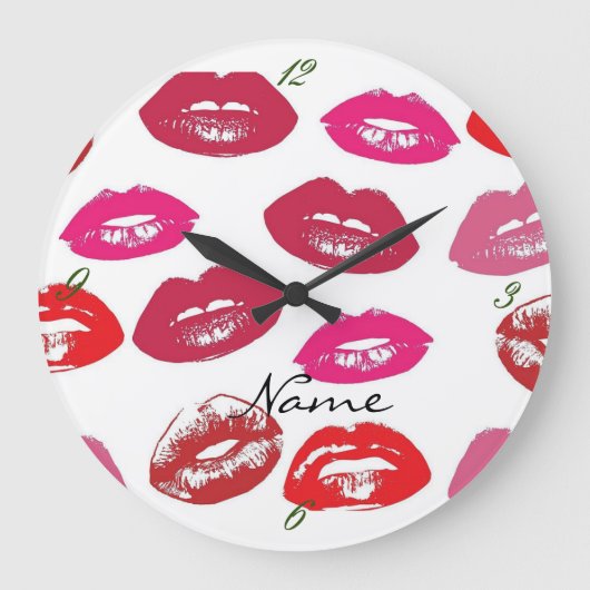 Kissing Red lips Thunder_Cove Grote Klok (Voorkant)