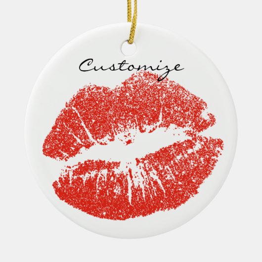 Kissing Red lips Thunder_Cove Keramisch Ornament (Voorkant)