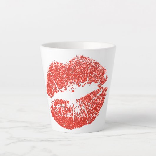 Kissing Red lips Thunder_Cove Latte Mok (Voorkant)