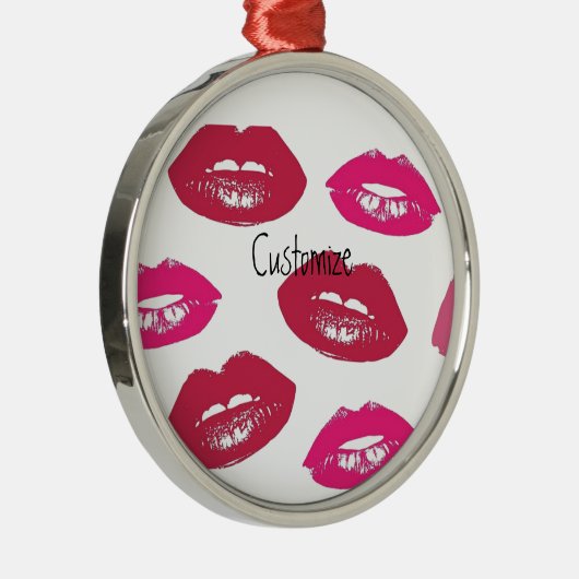 Kissing Red lips Thunder_Cove Metalen Ornament (Rechts)