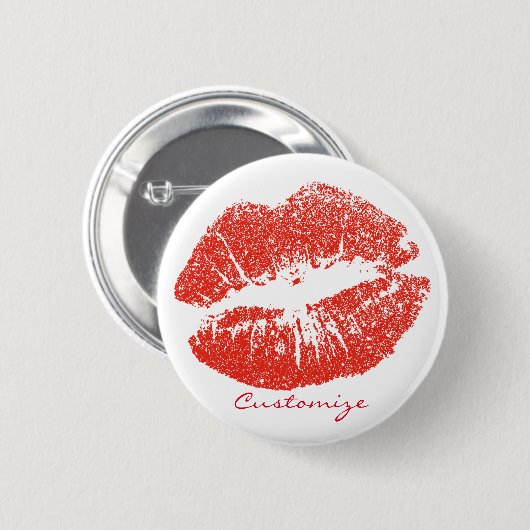 Kissing Red lips Thunder_Cove Ronde Button 5,7 Cm (Voorkant /achterkant)