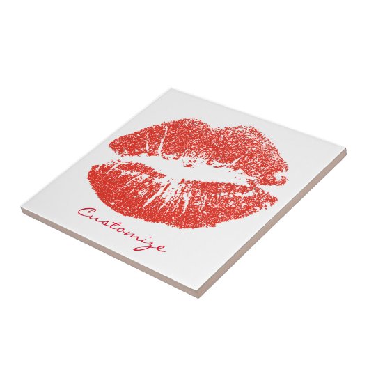 Kissing Red lips Thunder_Cove Tegeltje (Zijkant)