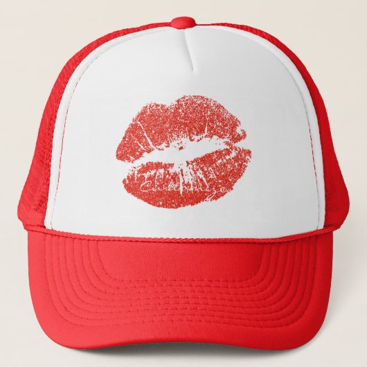 Kissing Red lips Thunder_Cove Trucker Pet (Voorkant)