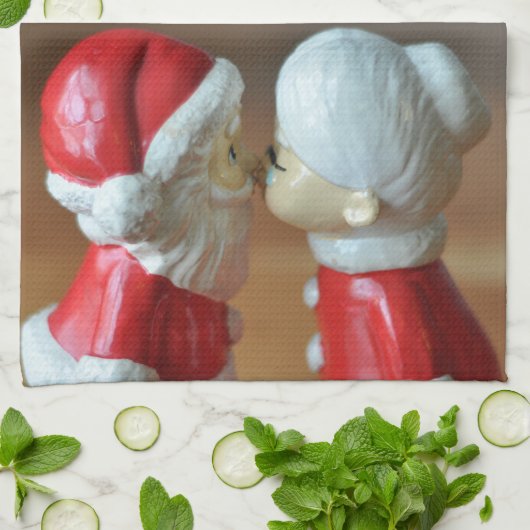 Kissing Santas Theedoek (Gevouwen)