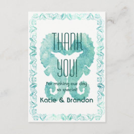 Kissing Seahorses Bruiloft Dank U in Turquoise Bedankkaart