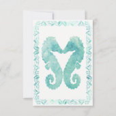 Kissing Seahorses Bruiloft Dank U in Turquoise Bedankkaart (Achterkant)