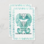 Kissing Seahorses Bruiloft Dank U in Turquoise Bedankkaart (Voorkant / Achterkant)