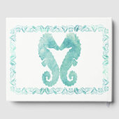 Kissing Seahorses Bruiloft Gastenboek Turquoise (Achterkant)