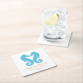 Kissing Seahorses-Destination Beach Wedding Favori Kartonnen Onderzetters (Insitu)