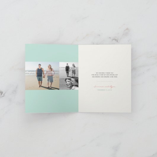 Kissing Seahorses Hearts Beach Bruiloft Dank u Bedankkaart (Binnen)