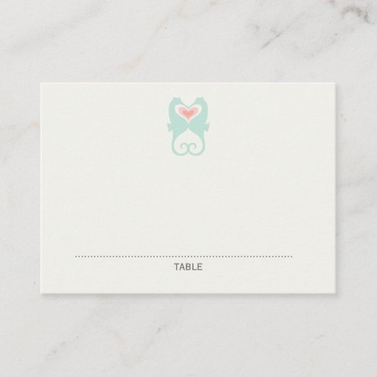 Kissing Seahorses Hearts Beach Trouwplaats Kaarten Plaatskaartje (Voorkant)