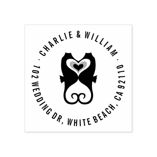 Kissing Seahorses Love Beach Bruiloft Rubber Stamp Rubberstempel (Afrduk)