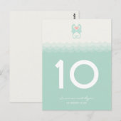 Kissing Seahorses Strand Trouwtafel nummer Briefkaart (Voorkant / Achterkant)