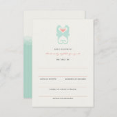 Kissing Seapaarden Love Hearts Beach Weddenschap R RSVP Kaartje (Voorkant / Achterkant)