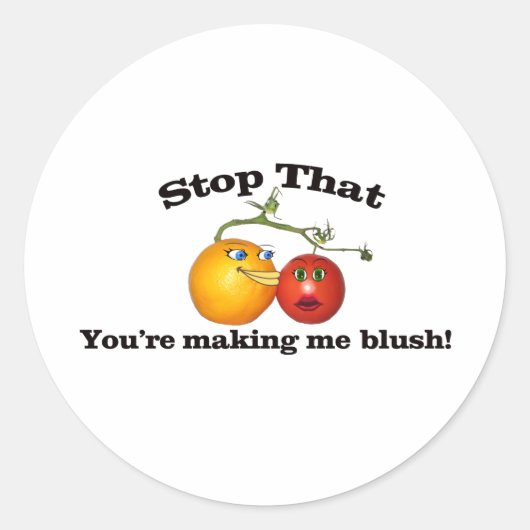 Kissing Sinaasappel Blushing Tomato Ronde Sticker (Voorkant)