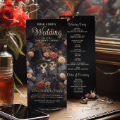 Kissing Skeletons Bloemen Trouwprogramma Programmakaart