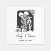 Kissing Skeletons Halloween Gothic Bruiloft Servet (Voorkant)