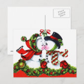 Kissing Snowman Couple Feestdagenkaart (Voorkant / Achterkant)