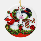 Kissing Snowman Couple Keramisch Ornament (Achterkant)