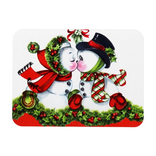 Kissing Snowman Couple Magneet (Horizontaal)