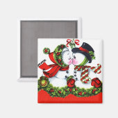 Kissing Snowman Couple Magneet (Voorkant / Achterkant)