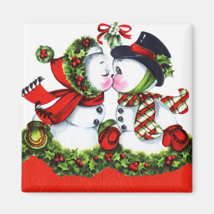 Kissing Snowman Couple Magneet