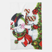 Kissing Snowman Couple Theedoek (Verticaal)