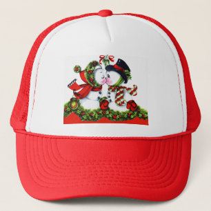 Kissing Snowman Couple Trucker Pet