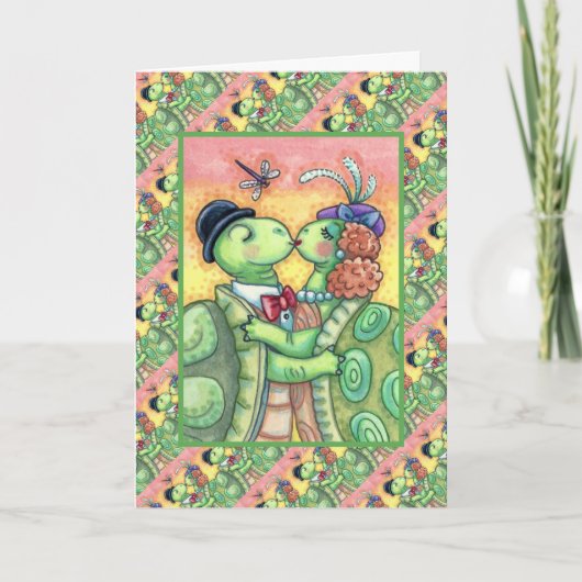 KISSING TURTLE SWEETHEARTS, CUTE TARPON VALENTIJN FEESTDAGEN KAART (Voorkant)