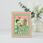 KISSING TURTLE SWEETHEARTS, CUTE TARPON VALENTIJN FEESTDAGENKAART (Staand voorkant)