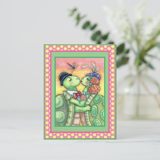 KISSING TURTLE SWEETHEARTS, CUTE TARPON VALENTIJN FEESTDAGENKAART (Staand voorkant)