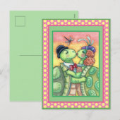 KISSING TURTLE SWEETHEARTS, CUTE TARPON VALENTIJN FEESTDAGENKAART (Voorkant / Achterkant)