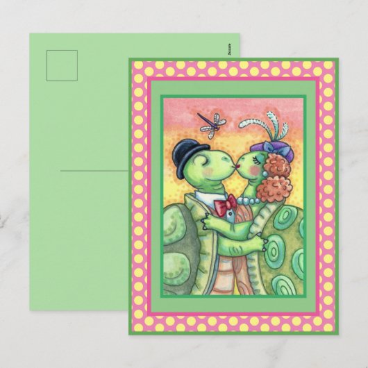 KISSING TURTLE SWEETHEARTS, CUTE TARPON VALENTIJN FEESTDAGENKAART (Voorkant / Achterkant)