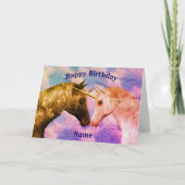 Kissing Unicorns Fantasy Personalized Birthday Kaart (Voorkant)