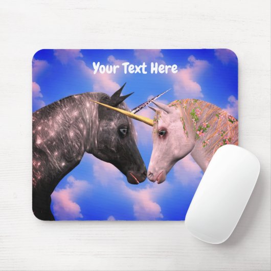Kissing Unicorns Fantasy Personalized Muismat (Met muis)