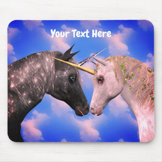 Kissing Unicorns Fantasy Personalized Muismat (Voorkant)