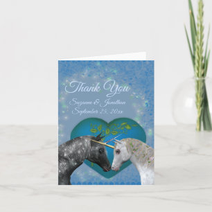 Kissing Unicorns Heart Wedding Bedankkaart