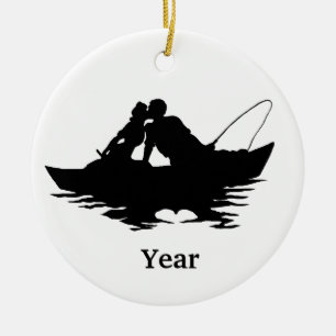 Kissing Vist Couple Silhouette Holiday Ornament