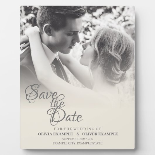 Kissing Wedding Couple in Monochrome Fotoplaat (Voorkant)