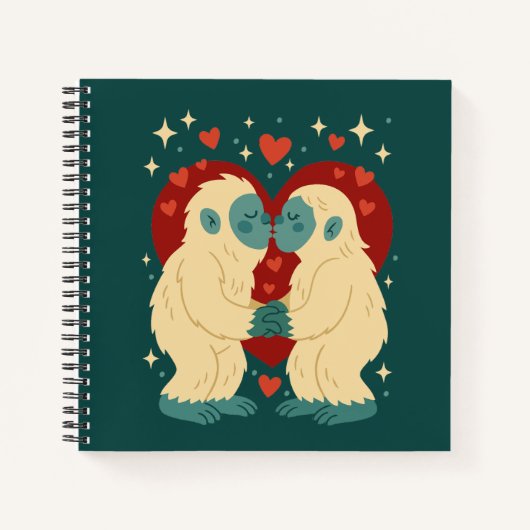 Kissing Yeti's Cryptid Valentijnsdag Notitieboek (Voorkant)