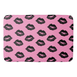 Kissinglips Patroonroze en zwart Badmat